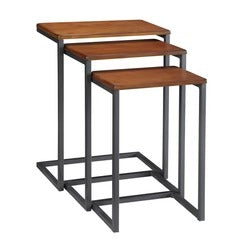 C Type Wooden Living Lounge Drawing Room Nesting Tables (3Pcs)